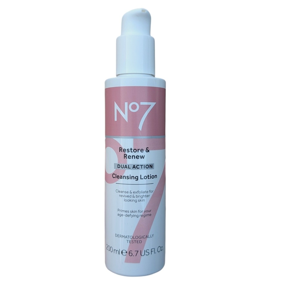 No7 Restore & Renew Dual Action Cleansing Lotion 6.7 fl oz AHA Exfoliator
